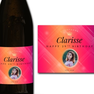 Étiquette personnalisée de bouteille de champagne/prosecco PHOTO 21e/30e/40e/50e idéal/anniversaire/anniversaire/cadeau de mariage autocollant d'étiquette personnalisée
