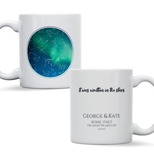 Mug personnalisé carte des étoiles, cadeau souvenir ciel nocturne galaxie, anniversaire de fiançailles, cadeau astronomie, cadeau fête des mères carte des étoiles personnalisée