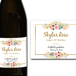 Étiquette personnalisée de bouteille de champagne/prosecco 21e/30e/40e/50e idéal/anniversaire/anniversaire/cadeau de mariage autocollant d'étiquette personnalisée