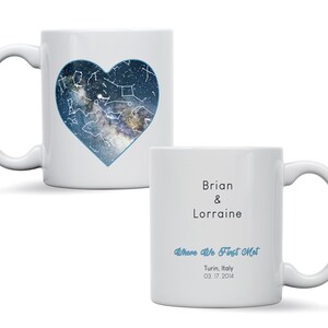 Mug personnalisé carte des étoiles, cadeau souvenir ciel nocturne galaxie, anniversaire de fiançailles, cadeau astronomie, cadeau fête des mères carte des étoiles personnalisée