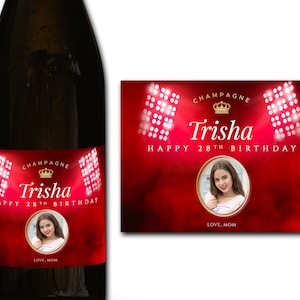 Spersonalizowana etykieta na butelkę szampana/prosecco ze zdjęciem na 21./30./40./50. urodziny/rocznicę/ślub – spersonalizowana naklejka na prezent