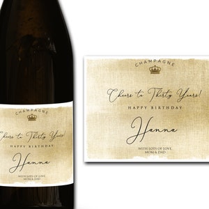 Étiquette personnalisée de bouteille de champagne/prosecco 21e/30e/40e/50e idéal/anniversaire/anniversaire/cadeau de mariage autocollant d'étiquette personnalisée