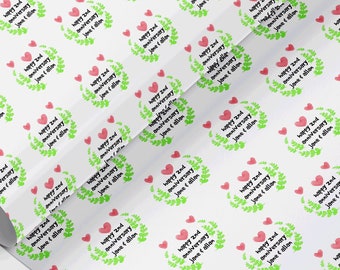 Gepersonaliseerde Happy Anniversary-cadeauverpakking, op maat gemaakt inpakpapier, jubileumcadeau, fotorol-ecopapier, koppelcadeau, verlovingscadeau
