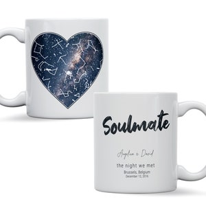 Mug personnalisé carte des étoiles, cadeau souvenir ciel nocturne galaxie, anniversaire, fiançailles, anniversaire, cadeau astronomie, carte des étoiles personnalisée pour lui/elle