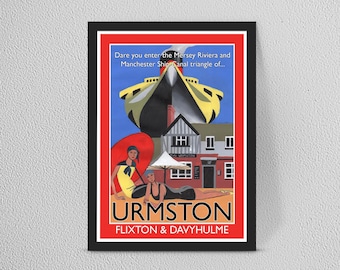 Urmston vintage poster print - Vintage home decor wall art - Framed/Unframed - Multiple sizes available e17