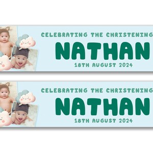Personalised Baptism/Christening Photo Banners - Any Name, Age and Occasion, Bunting, Event decor, Suprise banner, Party decor event banners