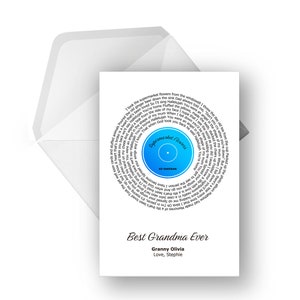 Carte de voeux lyrique en vinyle personnalisée A5, chanson spéciale, anniversaire, fiançailles, carte d'anniversaire, carte de voeux musicale, n'importe quel artiste n'importe quelle chanson