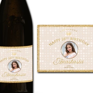 Etiqueta personalizada para botella de champán/prosecco FOTO 21/30/40/50 Ideal/aniversario/cumpleaños/regalo de boda etiqueta adhesiva personalizada