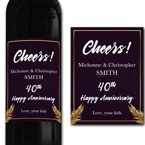 Étiquette de bouteille de vin personnalisée 21e/30e/40e/50e idéal célébration/anniversaire/anniversaire/cadeau de mariage autocollant d'étiquette de bouteille personnalisée