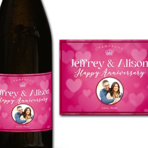 Étiquette personnalisée de bouteille de champagne/prosecco PHOTO 21e/30e/40e/50e idéal/anniversaire/anniversaire/cadeau de mariage autocollant d'étiquette personnalisée