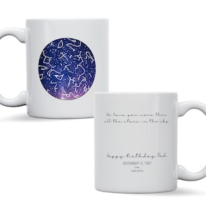 Mug personnalisé carte des étoiles, cadeau souvenir ciel nocturne galaxie, anniversaire de fiançailles, cadeau astronomie, cadeau fête des mères carte des étoiles personnalisée