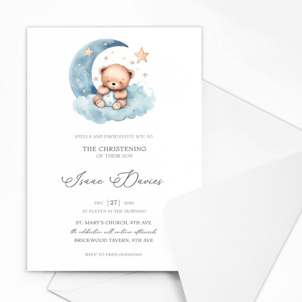 Personalised Baptism/Christening Invitations with Envelopes
