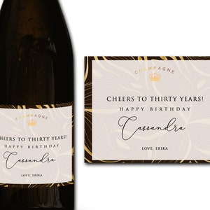 Étiquette personnalisée de bouteille de champagne/prosecco 21e/30e/40e/50e idéal/anniversaire/anniversaire/cadeau de mariage autocollant d'étiquette personnalisée