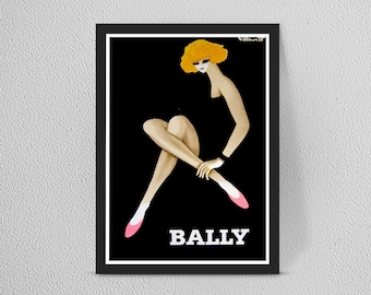 Bally vintage abstract poster- Vintage home decor wall art - Framed/Unframed - Multiple sizes available b20