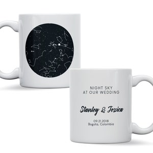 Mug personnalisé carte des étoiles, cadeau souvenir ciel nocturne galaxie, anniversaire, fiançailles, anniversaire, cadeau astronomie, carte des étoiles personnalisée pour lui/elle