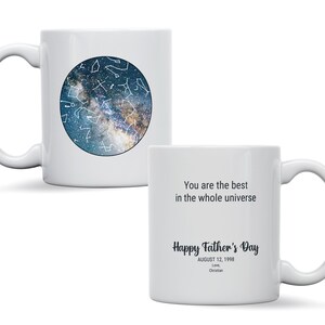 Mug personnalisé carte des étoiles, cadeau souvenir ciel étoilé galaxie fiançailles d'anniversaire, anniversaire, cadeau astronomie, cadeau fête des pères carte des étoiles personnalisée