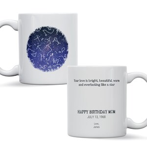 Mug personnalisé carte des étoiles, cadeau souvenir ciel nocturne galaxie, anniversaire de fiançailles, cadeau astronomie, cadeau fête des mères carte des étoiles personnalisée