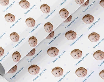 Gepersonaliseerde 1e verjaardag fotocadeauverpakking, aangepast inpakpapier, cadeauverpakking, inpakpapier, fotorol ecopapier, elke formulering / elke afbeelding