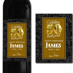 Étiquette de bouteille de vin personnalisée 21e/30e/40e/50e idéal célébration/anniversaire/anniversaire/cadeau de mariage autocollant d'étiquette de bouteille personnalisée