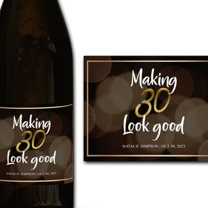 Étiquette personnalisée de bouteille de champagne/prosecco 21e/30e/40e/50e idéal/anniversaire/anniversaire/cadeau de mariage autocollant d'étiquette personnalisée