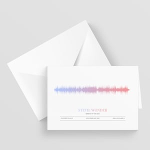 Carte de voeux Soundwave personnalisée A5, chanson spéciale, anniversaire, fiançailles, carte d'anniversaire, carte de voeux musicale, n'importe quel artiste n'importe quelle chanson
