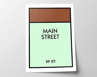 Personalised Board game Monopoly inspired street art print, New home decor, Wall gallery, House warming, Road print poster Framed/Unframed