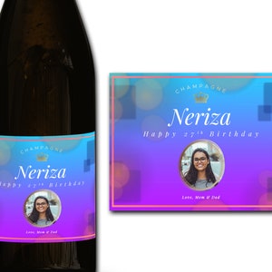 Spersonalizowana etykieta na butelkę szampana/prosecco ze zdjęciem na 21./30./40./50. urodziny/rocznicę/ślub – spersonalizowana naklejka na prezent