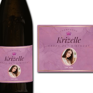 Spersonalizowana etykieta na butelkę szampana/prosecco ze zdjęciem na 21./30./40./50. urodziny/rocznicę/ślub – spersonalizowana naklejka na prezent