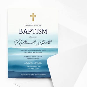 Invitaciones de bautizo personalizadas con sobres