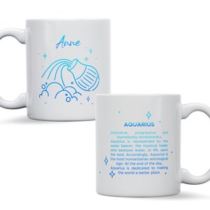 Mug personnalisé Verseau, cadeau signe du zodiaque, cadeau d'anniversaire, cadeau horoscope, cadeau horoscope personnalisé signe du zodiaque