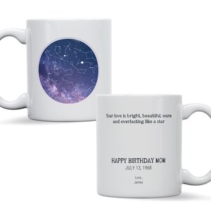 Mug personnalisé carte des étoiles, cadeau souvenir ciel nocturne galaxie, anniversaire de fiançailles, cadeau astronomie, cadeau fête des mères carte des étoiles personnalisée