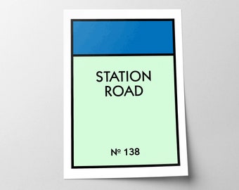 Personalised Board game Monopoly inspired street art print, New home decor, Wall gallery, House warming, Road print poster Framed/Unframed