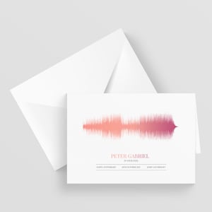 Carte de voeux Soundwave personnalisée A5, chanson spéciale, anniversaire, fiançailles, carte d'anniversaire, carte de voeux musicale, n'importe quel artiste n'importe quelle chanson