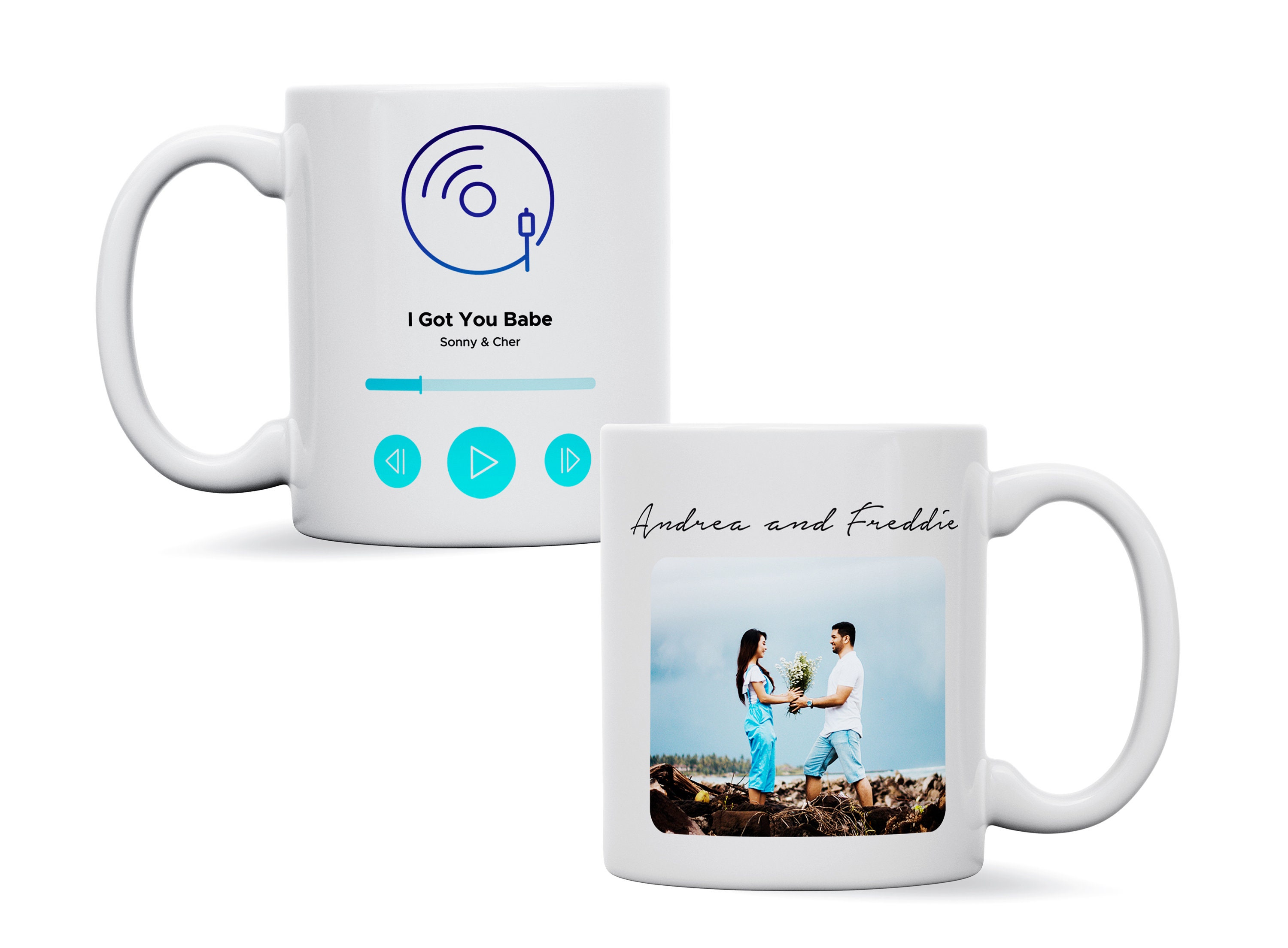 Personalised music song album mug, any song/album keepsake gift, anniversary, engagement, birthday scannable music gift him her women men