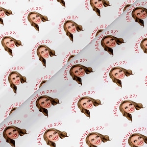 Personligt presentpapper för födelsedagsansikten/fotot, anpassat omslagspapper, presentpapper, omslagspapper, fotorulle med ekopapper, valfri text/valfri bild
