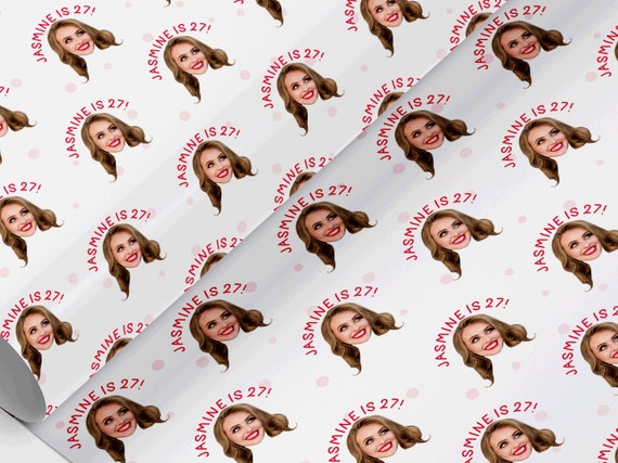 Personalised birthday face/photo gift wrap, custom wrapping paper, gift wrap, wrapping paper, photo roll eco paper, any wording/any image