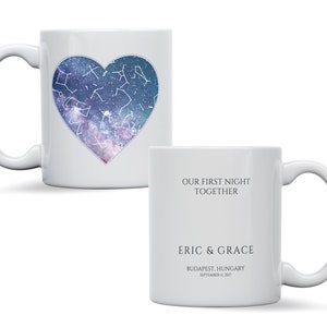 Mug personnalisé carte des étoiles, cadeau souvenir ciel nocturne galaxie, anniversaire, fiançailles, anniversaire, cadeau astronomie, carte des étoiles personnalisée pour lui/elle