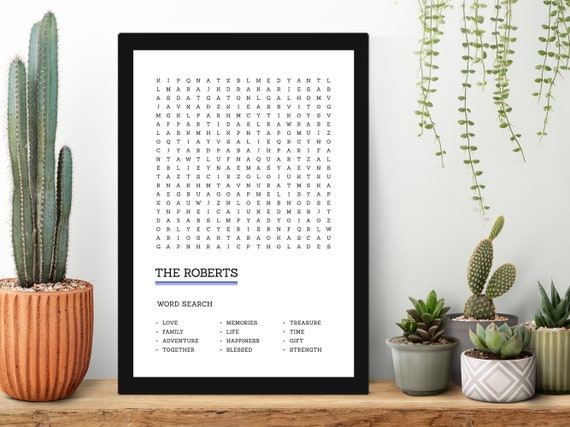 Personalised Word search print family artwork, Customised family gift, New home, Housewarming gift, Bespoke print, Home wall art, Gallery.