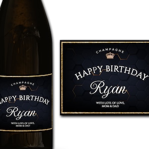 Étiquette personnalisée de bouteille de champagne/prosecco 21e/30e/40e/50e idéal/anniversaire/anniversaire/cadeau de mariage autocollant d'étiquette personnalisée