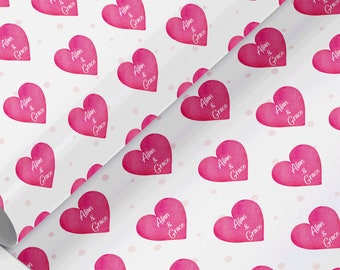 Personalisiertes Valentinstag-Geschenkpapier, individuelles Geschenkpapier, Valentinstagsgeschenk, Fotorolle Ökopapier, Paargeschenk, Herz-Geschenkpapier