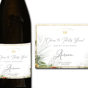Étiquette personnalisée de bouteille de champagne/prosecco 21e/30e/40e/50e idéal/anniversaire/anniversaire/cadeau de mariage autocollant d'étiquette personnalisée