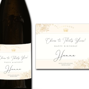 Étiquette personnalisée de bouteille de champagne/prosecco 21e/30e/40e/50e idéal/anniversaire/anniversaire/cadeau de mariage autocollant d'étiquette personnalisée