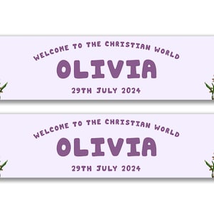 Personalised Baptism/Christening Banners - Any Name, Age and Occasion, Bunting, Event decor, Suprise banner, Party decor event banners