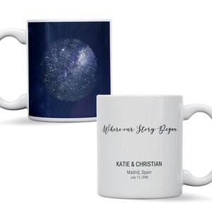 Mug personnalisé carte des étoiles, cadeau souvenir ciel nocturne galaxie, anniversaire de fiançailles, cadeau astronomie, cadeau fête des mères carte des étoiles personnalisée