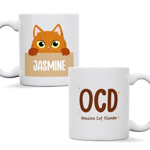 Personalised mug &#39;OCD Cat&#39; funny spoof coffee/tea mug. Giftware, custom mug, birthday gift, anniversary gift, adult mug funny