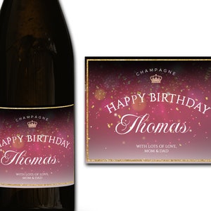 Étiquette personnalisée de bouteille de champagne/prosecco 21e/30e/40e/50e idéal/anniversaire/anniversaire/cadeau de mariage autocollant d'étiquette personnalisée