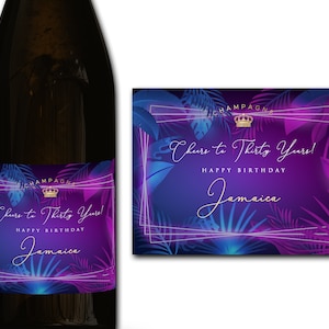 Étiquette personnalisée de bouteille de champagne/prosecco 21e/30e/40e/50e idéal/anniversaire/anniversaire/cadeau de mariage autocollant d'étiquette personnalisée