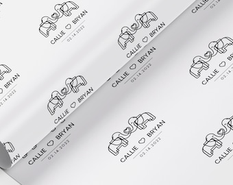 Gepersonaliseerde cadeauverpakking voor bruidspaar, op maat gemaakt inpakpapier, jubileumcadeau, fotorol ecopapier, koppelcadeau, verlovingscadeau
