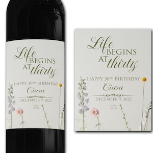 Étiquette de bouteille de vin personnalisée 21e/30e/40e/50e idéal célébration/anniversaire/anniversaire/cadeau de mariage autocollant d'étiquette de bouteille personnalisée