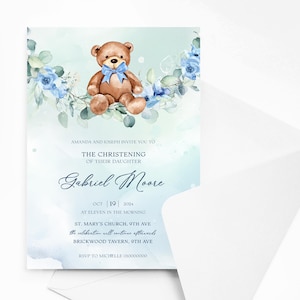 Invitaciones de bautizo personalizadas con sobres